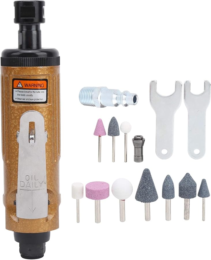 KP 621 Air Die Grinder Kit US Style 22000rpm High Speed with 10 Grinding Heads for Metal Stone PCB - Image 1